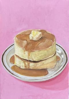 パンケーキの油彩画 油絵 ポストカード イラスト 絵画 - メルカリ