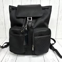 Aquascutum リュック ブラック 総柄 日本製 アクアスキュータム　美品 Aquascutum リュック ブラック 総柄 日本製 アクアスキュータム 美品