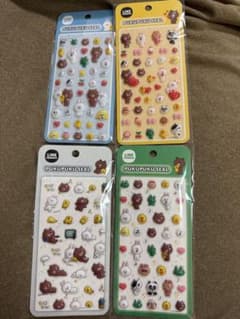 【正規品】ラインフレンズ　LINE FRIENDS ぷくぷくシール　4種セットのサムネイル