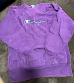 Champion 90s リバースウィーブ スウェット パープル 刺繍ロゴ 美品