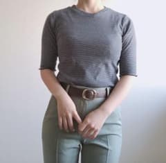 新品＊5分袖メローボーダートップス＊Riche glamour＊コンのサムネイル