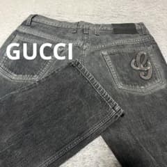 GUCCI グッチ　ブラックジーンズ　ブラックデニム　ジーンズ　46表記　メタル GUCCI グッチ ブラックジーンズ ブラックデニム ジーンズ 46表記