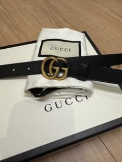 GUCCI ブラックダブルG スリムベルトのサムネイル