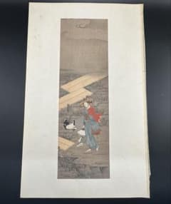 鈴木春信 アンティーク木版画「アイリスガーデンの若い恋人