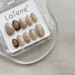 【現品発送M】ニュアンスネイル　ネイルチップ　ドットネイル　チェックネイル