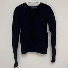 RALPH LAUREN ケーブルニット Vネック 長袖 ブラック S - メルカリ