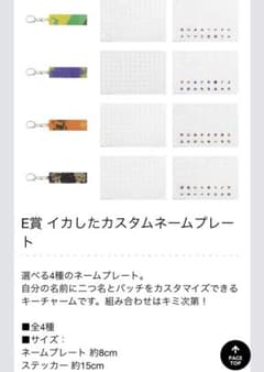 スプラトゥーン3 一番くじ E賞 イカしたカスタムネームプレートのサムネイル