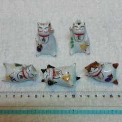 猫舍道楽堂本舗,招き猫箸置き&飾り,5点セット(未使用)のサムネイル