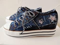 【未使用】ダメージ加工 デニム　スニーカーのサムネイル