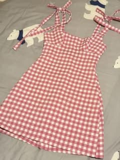 ZARA ピンクチェック ノースリーブミニワンピースのサムネイル