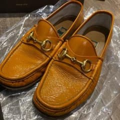 美品 GUCCI ローファー オレンジ 箱付き GUCCI【サイズ6/25cm】オレンジ ローファー 保存袋・箱付き - メルカリ