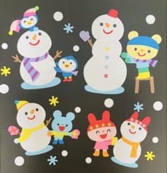 壁面　壁面飾り　壁面装飾　冬　雪だるま　雪　12月　1月　2月のサムネイル