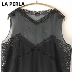 定価4万★イタリア製ラペルラ★シルク100水玉キャミソールLAPERLAレース黒 LA PERLA ラペルラ シルク ブラウス キャミソール ブラック イタリア製