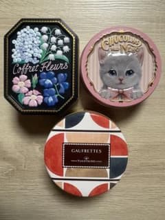 可愛い缶 3個セット 猫 花 お菓子缶 小物入れ インテリのサムネイル
