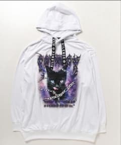 黒ねこプリントビッグシルエットパーカー フーディ 24AWのサムネイル