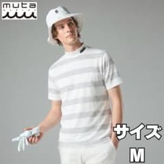 ゴルフ シャツ muta MARINE ボーダー モックネックシャツ グレー M 