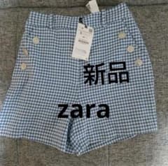 ZARA 新品 青チェック ショートパンツ Sのサムネイル