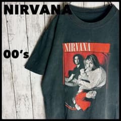 希少】00s NIRVANA バンドTシャツ カートコバーン 墨黒グランジa2
