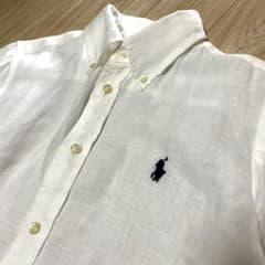 インド麻100%】ラルフリネンシャツ 白 刺繍 ロゴ S(日本M相当) - メルカリ
