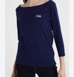 ポロ バイ ラルフローレン カットソー 七分袖 ボートネック XS 紺 白 POLO RALPH LAUREN - ポロ バイ ラルフローレン カットソー 七分袖