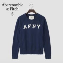 Abercrombie&Fitch フェルトロゴスウェット 紺 S 古着 人気