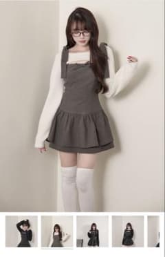 bunny lis ふわもこボレロ×ストライプミニワンピセット White - メルカリ
