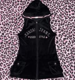 y2kグランジパーカーベスト 平成ギャル ベロアトップス フェアリー