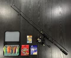 エギングセット2ピースロッド180cm&3000番リール・イカエギ10個他