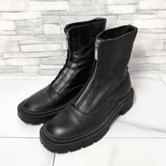 ❣️美品❣️ ZARA 本革 ハイカット 厚底ブーツ 黒 ワーク バックジップ ❣️美品❣️ ZARA 本革 ハイカット 厚底ブーツ 黒 ワーク バックジップ