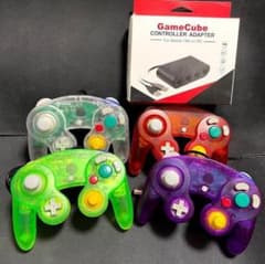 GCコントローラー　クリア（グリーン、レッド、パープル、クリア）４個　接続タップのサムネイル