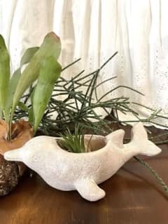 ★新品★アンティーク調　イルカ　陶器製ポット　植木鉢　多肉植物のサムネイル