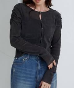 Kastane シアーリブカーディガン ブラックのサムネイル
