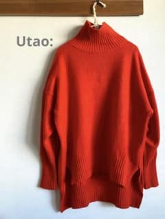 ウタオUtao:スタディオクリップハイネックニットセーター赤オレンジのサムネイル