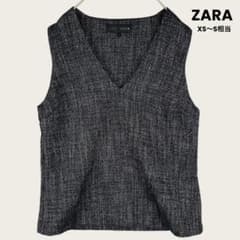 ZARA ツイード風 ノースリーブ トップス Vネック ミックス レディース