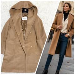 キャメル100%/最高級白タグ✨マックスマーラー ロングコート フード L