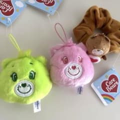 Care Bears ぬいぐるみマスコット シュシュ 3点セット　緑ピンク茶