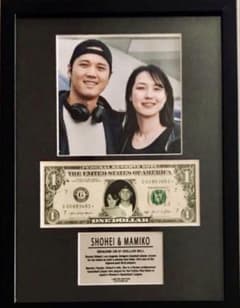 MLB 【 大谷翔平 田中真美子 】USA1ドル札フレーム証明書付、クオカード他 MLB 【 大谷翔平 田中真美子 】USA1ドル札フレーム証明書付