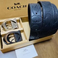 5/9日限定COACHコーチ新品正規品リバーシブルレザーベルト 回転
