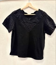 レース 刺繍 半袖 Tシャツ カットソーのサムネイル