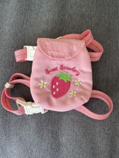 ペット用 いちご刺繍リュック ピンクのサムネイル