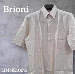 Thumbnail of Brioni ベージュ&ピンク&パープルストライプ麻 半袖シャツクリーニング済