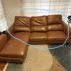 LEEPH カウチソファ 3人掛け 本革 レザー ブラウン - メルカリ