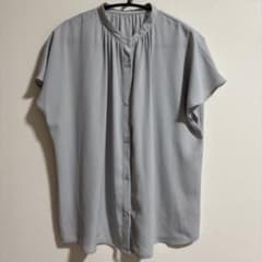 バンドカラー くすみ ブルーグレー 半袖シャツのサムネイル