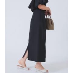 25ss デミルクスビームス 名品 ダブルクロスタイトスカート 黒 スリット