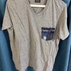 DIESEL Vネック Tシャツ デニムポケット グレー Sのサムネイル