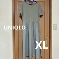 【UNIQLO】 半袖 コンビネーションフレア ワンピース ベージュ系 XLのサムネイル