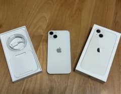 iPhone 13 ホワイト 本体　箱あり　未使用ケーブル付のサムネイル