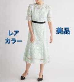 【美品】CELFORD セルフォード フラワーレース ドッキングワンピース 38 CELFORD（セルフォード） レースワンピース（ブルー/サイズ38