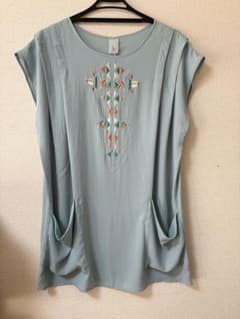 Light blue embroidered sleeveless dress
