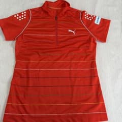 プーマ ゴルフ 半袖 ポロシャツ O XL オレンジ ボーダー PUMA